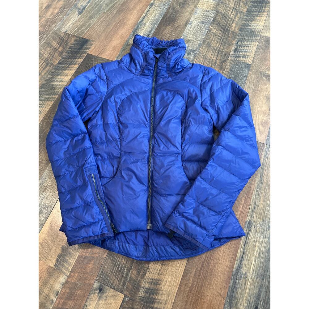 Lululemon Down Town Puffy Jacket Pigment Blue Insulated Puffer Goose Down Sz 4